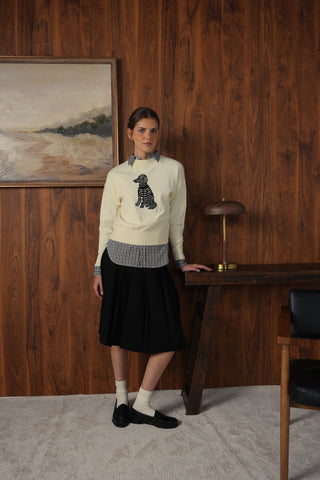 point jacquard crew sweater