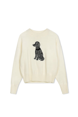 point jacquard crew sweater