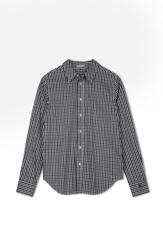 point button up blouse - BLACK GINGHAM