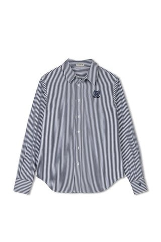 point button up blouse - NAVY STRIPE