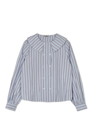 point double breasted button up - BLUE MULTI STRIPE