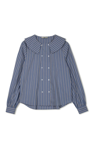 point double breasted button up - DARK BLUE MULTI STRIPE