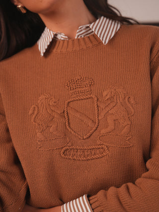 km crest embroidery sweater