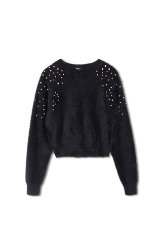 km embellished crewneck sweater