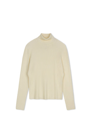 point twisted cable turtleneck - CREAM