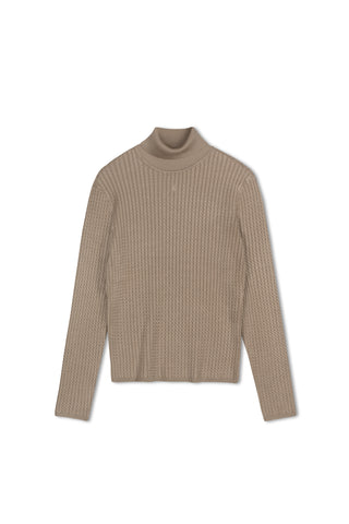 point twisted cable turtleneck - NEW TAUPE