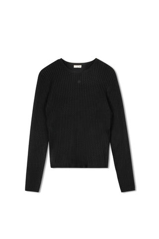 point twisted cable crew - BLACK
