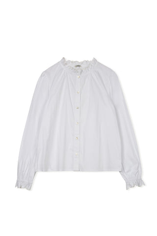 point ruffle blouse - WHITE