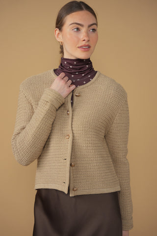point boxy knit cardigan