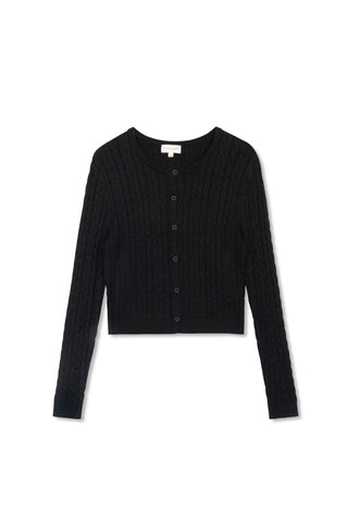 cinnamon chunky cable cardi - Black