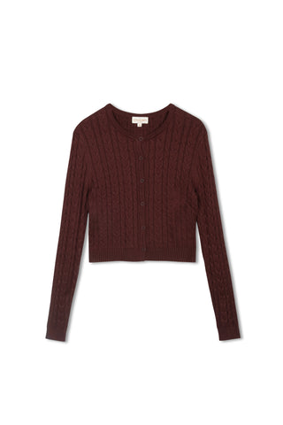 cinnamon chunky cable cardi - Brandy