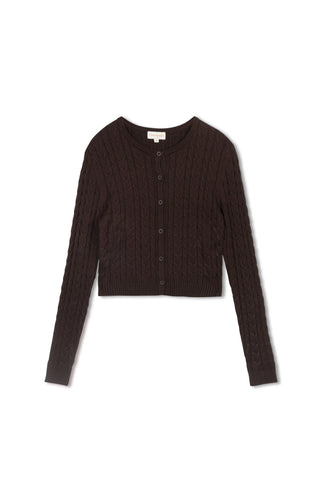 cinnamon chunky cable cardi - Chocolate