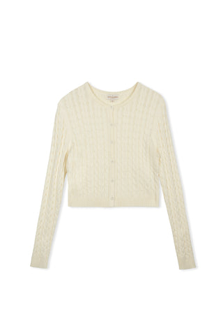 cinnamon chunky cable cardi - Cream