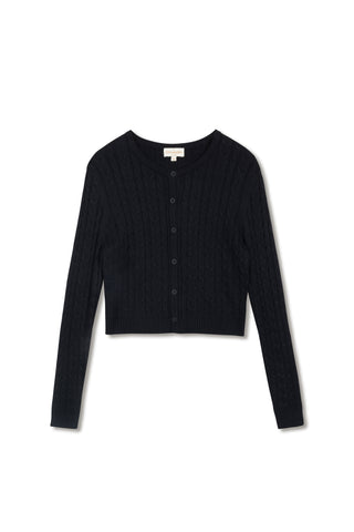 cinnamon chunky cable cardi - Navy