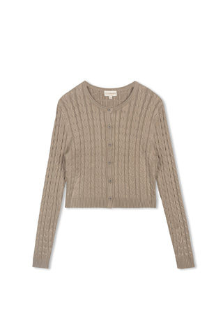 cinnamon chunky cable cardi - New Taupe