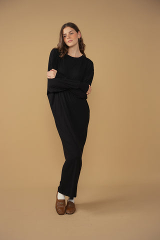 point ribbed dolman dress