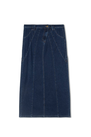 hd sculpted seam maxi skirt - Indigo