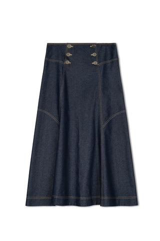 ceremony flare hem denim skirt - DENIM