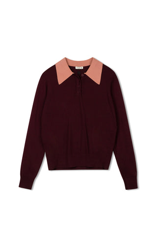 point contrast polo - BERRY WINE W MAUVE