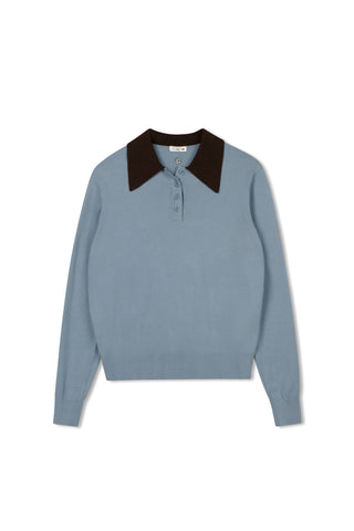 point contrast polo - WINDWARD BLUE W CHOCOLATE