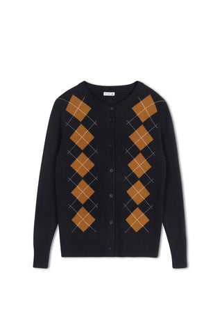 point argyle cardi - NAVY ARGYLE
