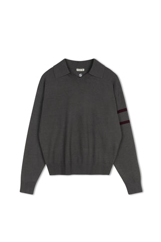 point rugby sweater - DARK CHARCOAL W BERRY WINE