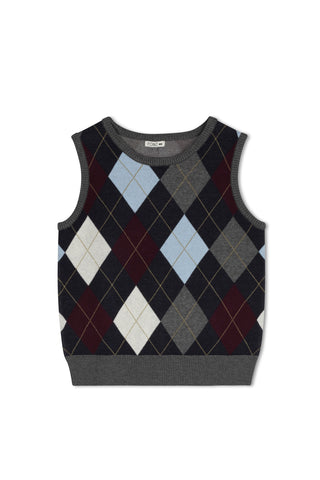 point argyle  vest - MULTI ARGYLE