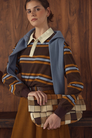 point striped rugby tee