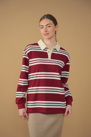 point striped rugby tee