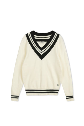 point preppy v-neck sweater