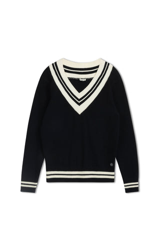 point preppy v-neck sweater