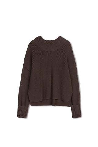 point hi-lo sweater - CHOCOLATE