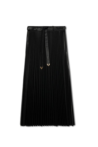 ceremony pu pleated skirt - BLACK