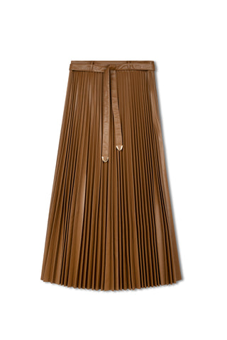 ceremony pu pleated skirt - CAMEL