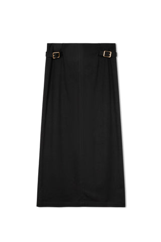ceremony straight buckle skirt - BLACK