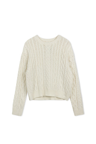 km mixed cable sweater