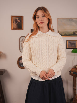 km mixed cable sweater