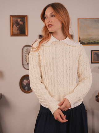 km mixed cable sweater