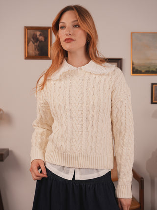 km mixed cable sweater