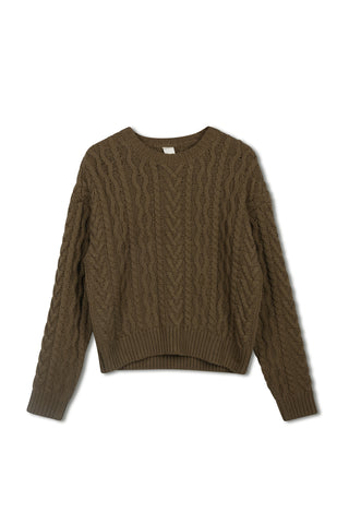 km mixed cable sweater