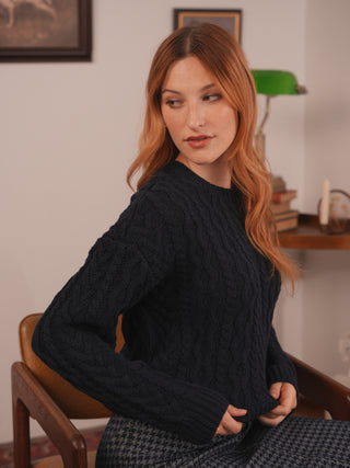 km mixed cable sweater