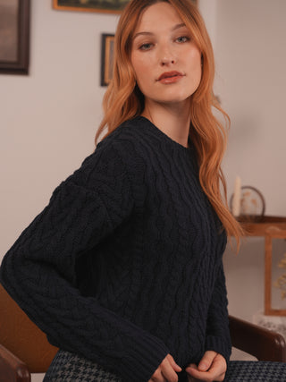 km mixed cable sweater