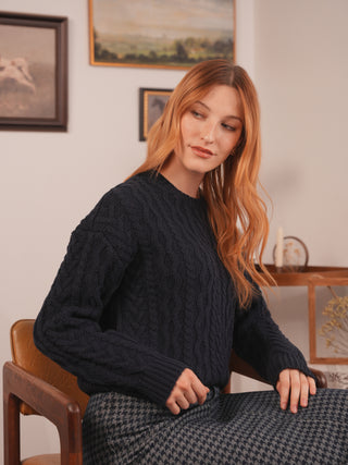 km mixed cable sweater