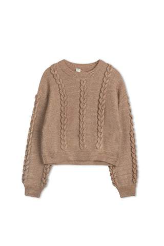 km lacing stitch detail sweater - Chocolate