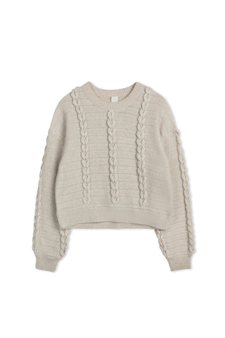 km lacing stitch detail sweater - Oatmeal