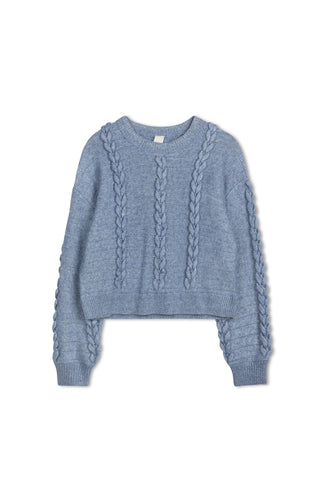 km lacing stitch detail sweater - Slate Blue