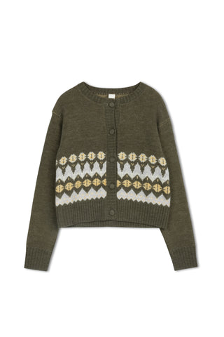km melange fairaisle cardigan