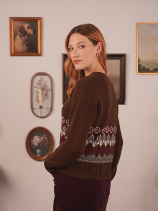 km melange fairaisle cardigan