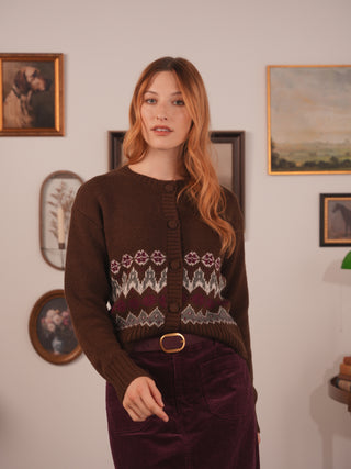 km melange fairaisle cardigan