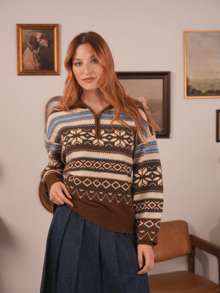 km fairaisle quarter zip sweater